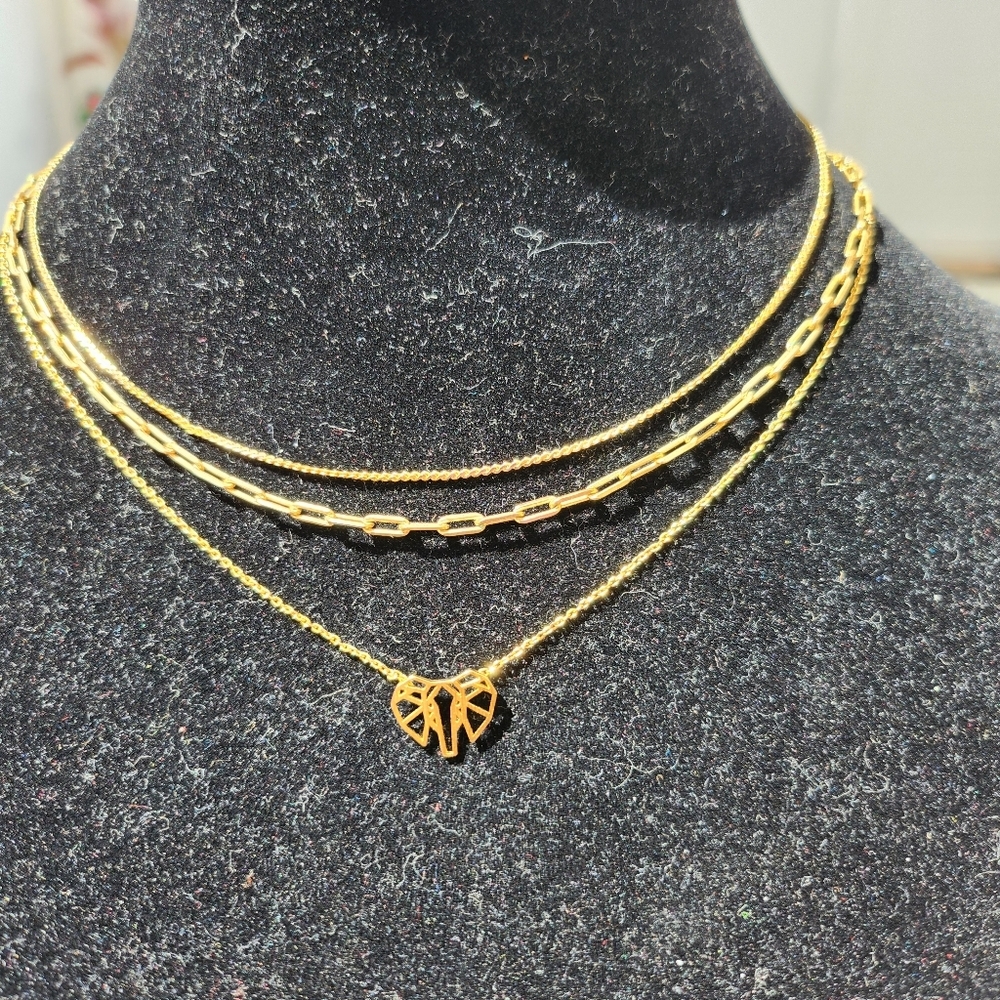 3 gold tone necklaces